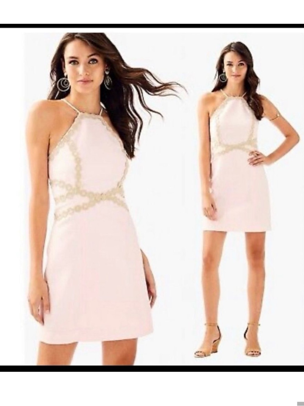 Lilly Pulitzer Pale Pink Halter Mini with Gold Trim